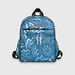 Детский рюкзак Абстрактные линии на голубом фоне, цвет: 3D-принт