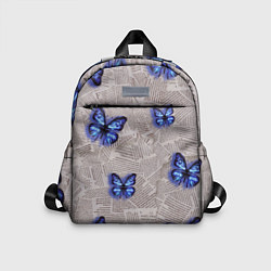 Детский рюкзак Газетные обрывки и синие бабочки, цвет: 3D-принт