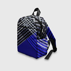 Детский рюкзак Белые и серые полосы на синем фоне, цвет: 3D-принт — фото 2
