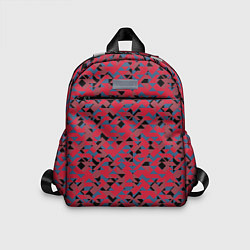 Детский рюкзак Черные и синие треугольники на красном, цвет: 3D-принт
