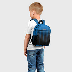 Детский рюкзак Сине-черный градиент в полоску, цвет: 3D-принт — фото 2