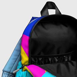 Детский рюкзак Девушка с циановым лицом и жёлтыми зрачками, цвет: 3D-принт — фото 2
