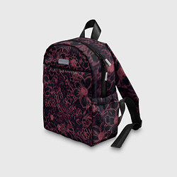 Детский рюкзак Цветочная тёмно-красный, цвет: 3D-принт — фото 2