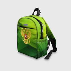 Детский рюкзак Золотистый герб России на зеленом фоне, цвет: 3D-принт — фото 2