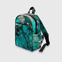Детский рюкзак Зеленый мрамор с золотыми прожилками, цвет: 3D-принт — фото 2