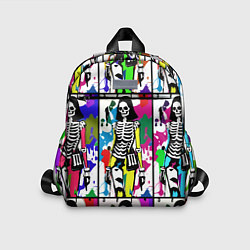 Детский рюкзак Разноцветные скелеты девушки - поп-арт - мода, цвет: 3D-принт