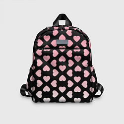 Детский рюкзак Розовые сердечки на чёрном, цвет: 3D-принт