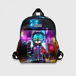 Детский рюкзак Cool kitten - cyberpunk - neon glow, цвет: 3D-принт