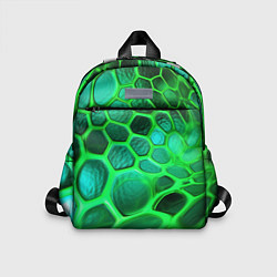 Детский рюкзак Зеленые неоновые соты, цвет: 3D-принт
