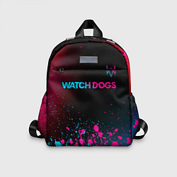 Детский рюкзак Watch Dogs - neon gradient: символ сверху, цвет: 3D-принт
