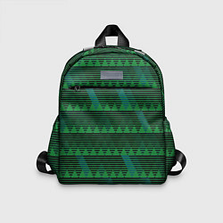 Детский рюкзак Геометрические треугольники тёмно-зелёный, цвет: 3D-принт