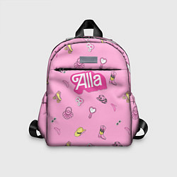 Детский рюкзак Алла - в стиле ретро барби: аксессуары на розовом, цвет: 3D-принт