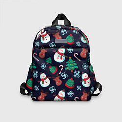 Детский рюкзак Снеговички с рождественскими оленями и елками, цвет: 3D-принт