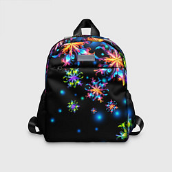 Детский рюкзак Неоновые снежинки - Новый год, цвет: 3D-принт