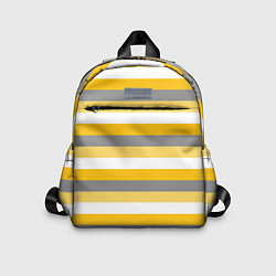 Детский рюкзак Полосатый серо-жёлтый, цвет: 3D-принт