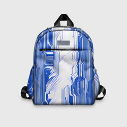 Детский рюкзак Синие линии на белом фоне киберпанк, цвет: 3D-принт