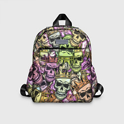 Детский рюкзак Разноцветные черепа с короной паттерн, цвет: 3D-принт