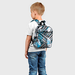 Детский рюкзак Киберпанк линии белые и синие, цвет: 3D-принт — фото 2