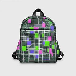 Детский рюкзак Белые полосы и разноцветные квадраты