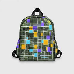 Детский рюкзак Разноцветные квадраты и белые полосы