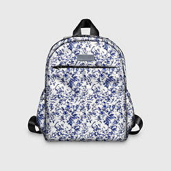 Детский рюкзак Белый с синими пёрышками, цвет: 3D-принт
