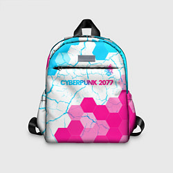 Детский рюкзак Cyberpunk 2077 neon gradient style посередине, цвет: 3D-принт