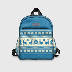 Детский рюкзак Sweater with deer on a blue background, цвет: 3D-принт