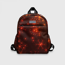 Детский рюкзак Абстрактные светящиеся красно оранжевые снежинки, цвет: 3D-принт
