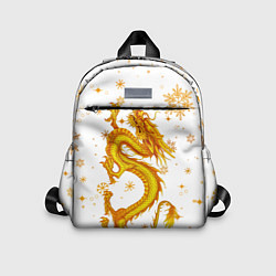 Детский рюкзак Золотой дракон в снежинках, цвет: 3D-принт