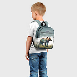 Детский рюкзак Минималистичный пейзаж с медведем акварель, цвет: 3D-принт — фото 2