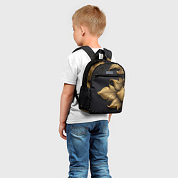 Детский рюкзак Золотые объемные листья на черном фоне, цвет: 3D-принт — фото 2