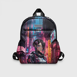 Детский рюкзак Девушка на фоне киберпанка, цвет: 3D-принт