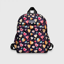 Детский рюкзак Паттерн с сердечками на Валентинов день, цвет: 3D-принт