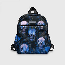 Детский рюкзак Синие черепа на чёрном фоне