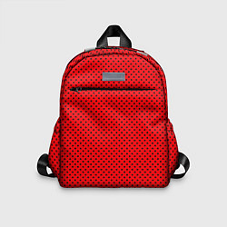 Детский рюкзак Красный в чёрный маленький горошек, цвет: 3D-принт