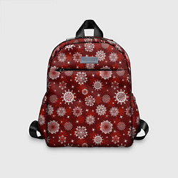 Детский рюкзак Snowflakes on a red background, цвет: 3D-принт
