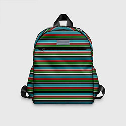 Детский рюкзак Полосатый красно-зелёный, цвет: 3D-принт