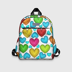 Детский рюкзак Сердца нарисованные цветными карандашами, цвет: 3D-принт