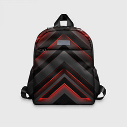 Детский рюкзак Красные яркие неоновые полосы на черной абстракции