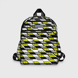Детский рюкзак Жёлтые треугольники и квадраты на белом фоне, цвет: 3D-принт