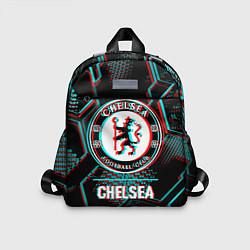 Детский рюкзак Chelsea FC в стиле glitch на темном фоне, цвет: 3D-принт