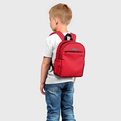 Детский рюкзак Красные сердечки на красном фоне, цвет: 3D-принт — фото 2