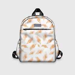 Детский рюкзак Бежевые перья на белом фоне, цвет: 3D-принт