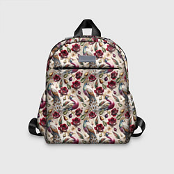 Детский рюкзак Цветочный паттерн с павлинами, цвет: 3D-принт