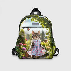 Детский рюкзак Кошка в летнем платье в саду, цвет: 3D-принт