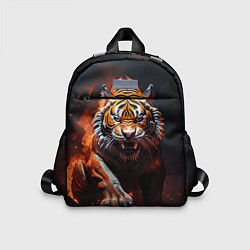 Детский рюкзак Злой тигр в огне рычит и нападает, цвет: 3D-принт