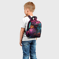 Детский рюкзак Яркие цветы с черепами, цвет: 3D-принт — фото 2