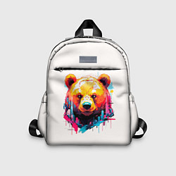 Детский рюкзак Мишка в городе: голова медведя на фоне красочного, цвет: 3D-принт