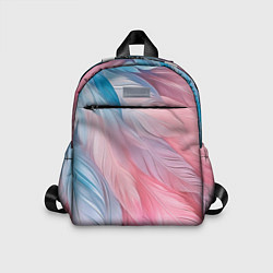 Детский рюкзак Пастельно-голубые и розовые перья, цвет: 3D-принт