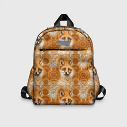 Детский рюкзак Лакшери паттерн с золотыми лисицами, цвет: 3D-принт